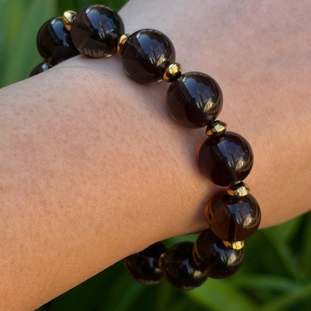 14.5mm chunky stretchable ice obsidian bracelet 0937 - Picture 5 of 10